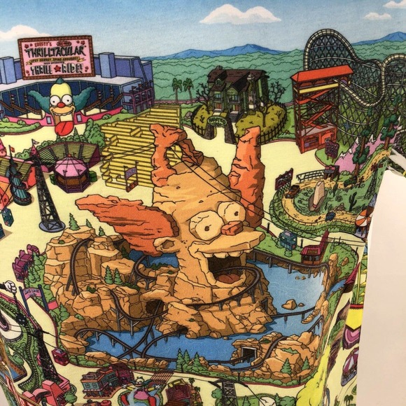 Universal Studios Simpsons Krustyland All Over Front Print T Shirt Krusty Clown - Picture 2 of 11